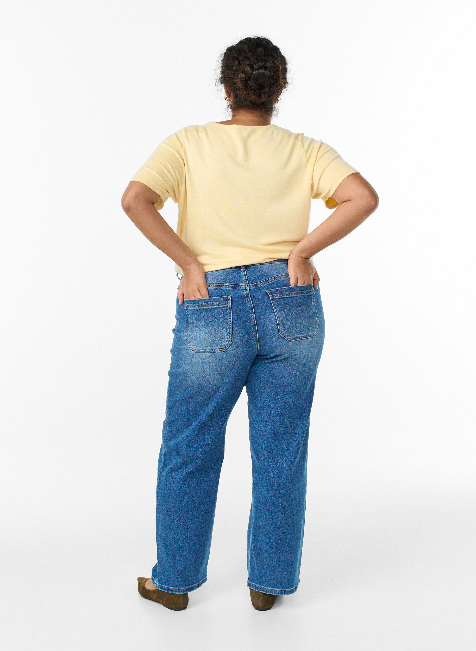 Zizzifashion Jeans with front pockets and straight legs, Light Blue, Model image number 1