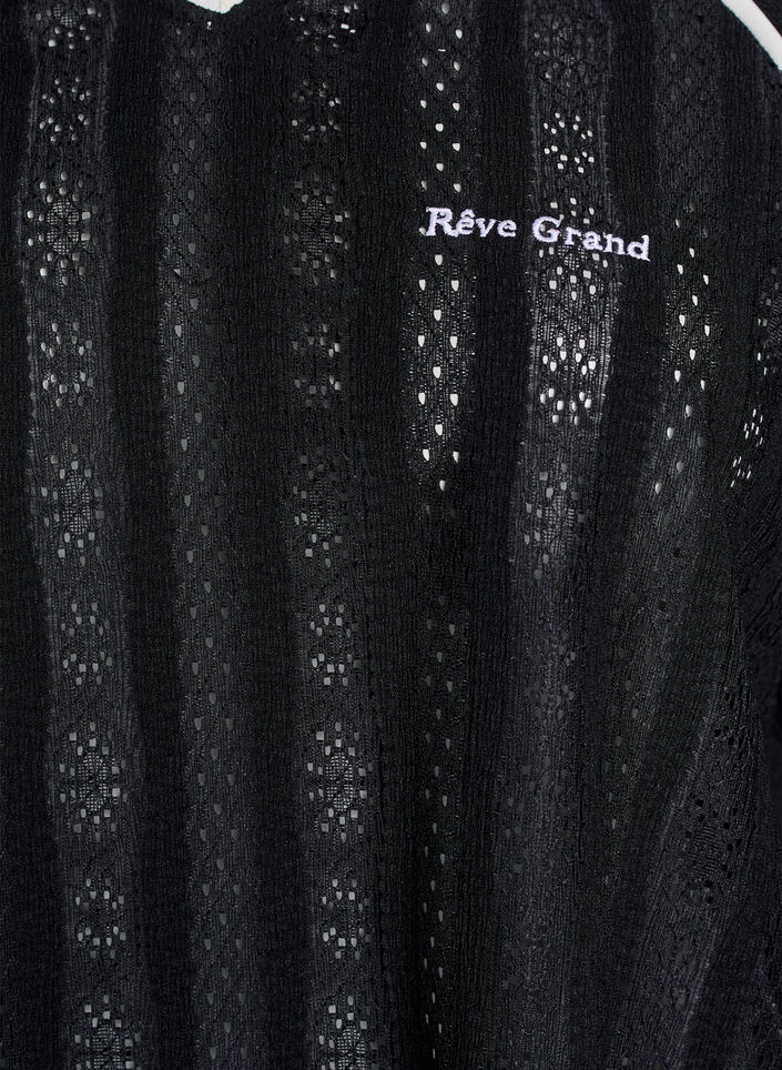 Textured jersey blouse with contrast details, Black, Packshot image number 2