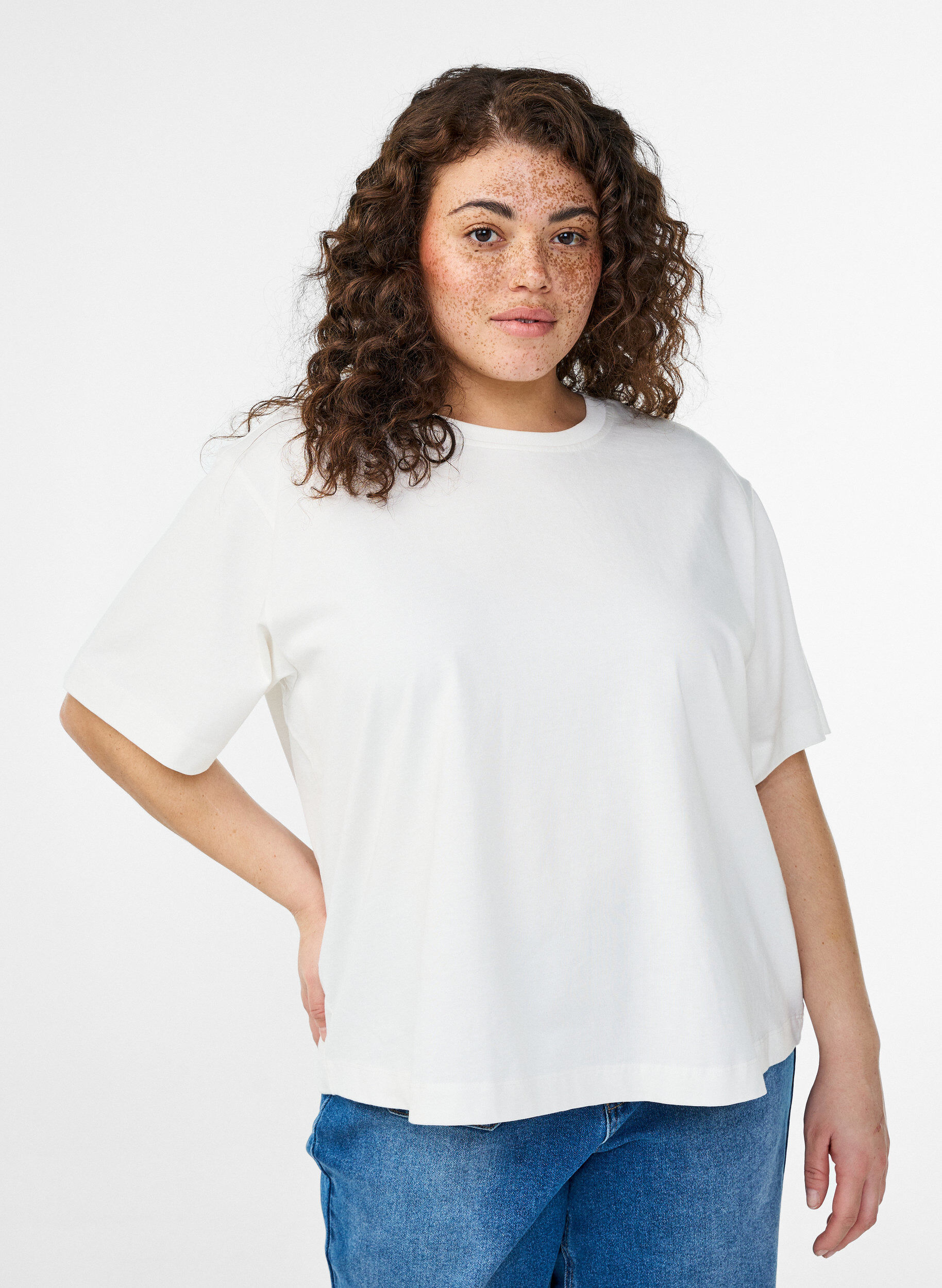 Zizzifashion Boxy cotton t-shirt, White, Model image number 0