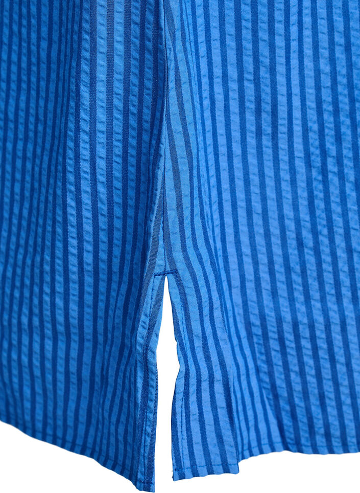 Long striped shirt with button detail on the back, Blue, Packshot image number 3