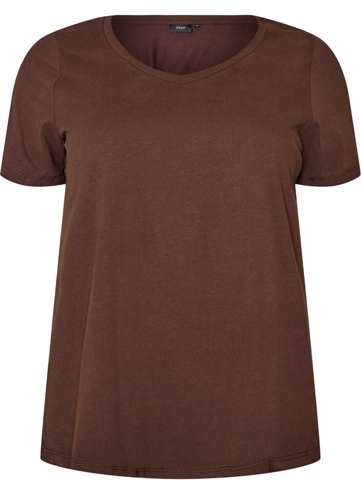 Basic plain cotton t-shirt, Brown, Packshot image number 0