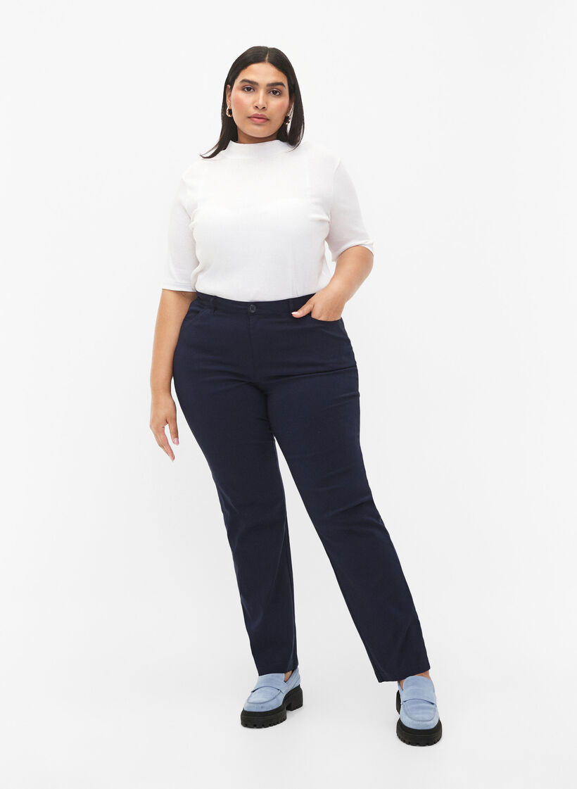 Classic viscose blend trousers, Blue, Model image number 0