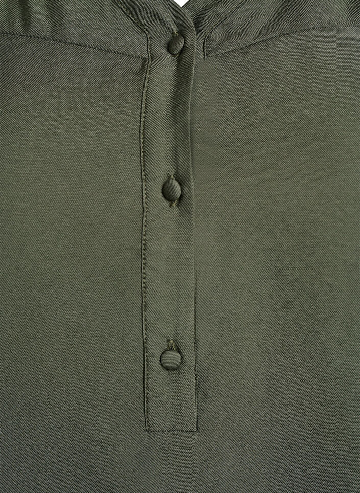 Viscose blouse with smock and gathered details, Green, Packshot image number 2