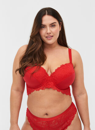 Alma bra with underwire and lace, True Red , Model image number 0