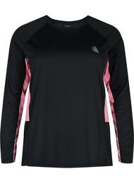 Ski undershirt with contrast stripe, Black w. Sea Pink, Packshot