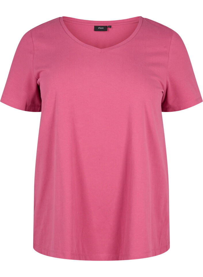 Solid-coloured basic cotton T-shirt, Red, Packshot image number 0