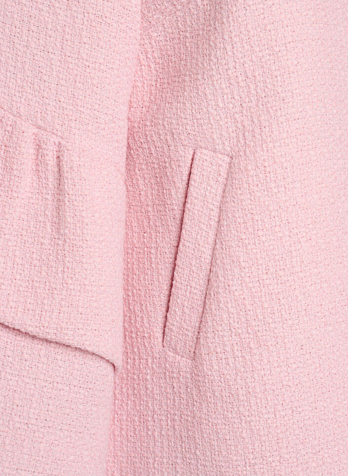 Boucl&eacute; jacket with ruffle details, Pink, Packshot image number 3