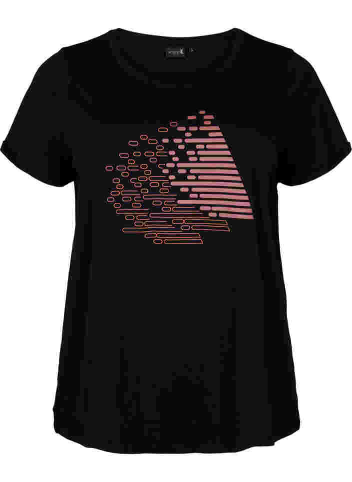 Sports t-shirt with print, Black w. Copper Foil, Packshot image number 0