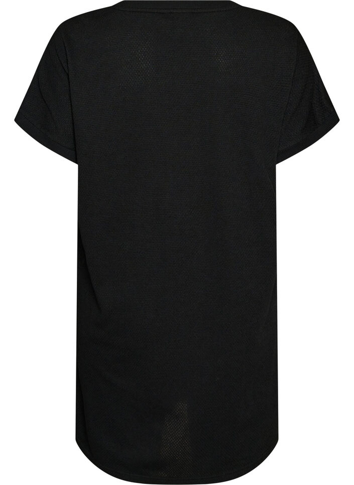 Short textured jersey dress with a round neck, Black, Packshot image number 1