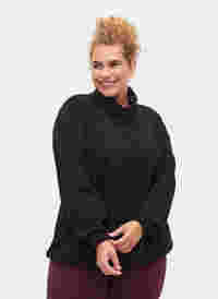 	 Sweatshirt with high neck and adjustable elastic cord, Black, Model