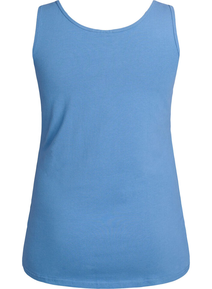 Solid color basic top in cotton, Blue, Packshot image number 1