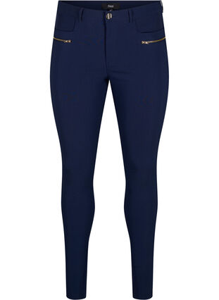 Close-fitting trousers with zipper details, Night Sky, Packshot image number 0