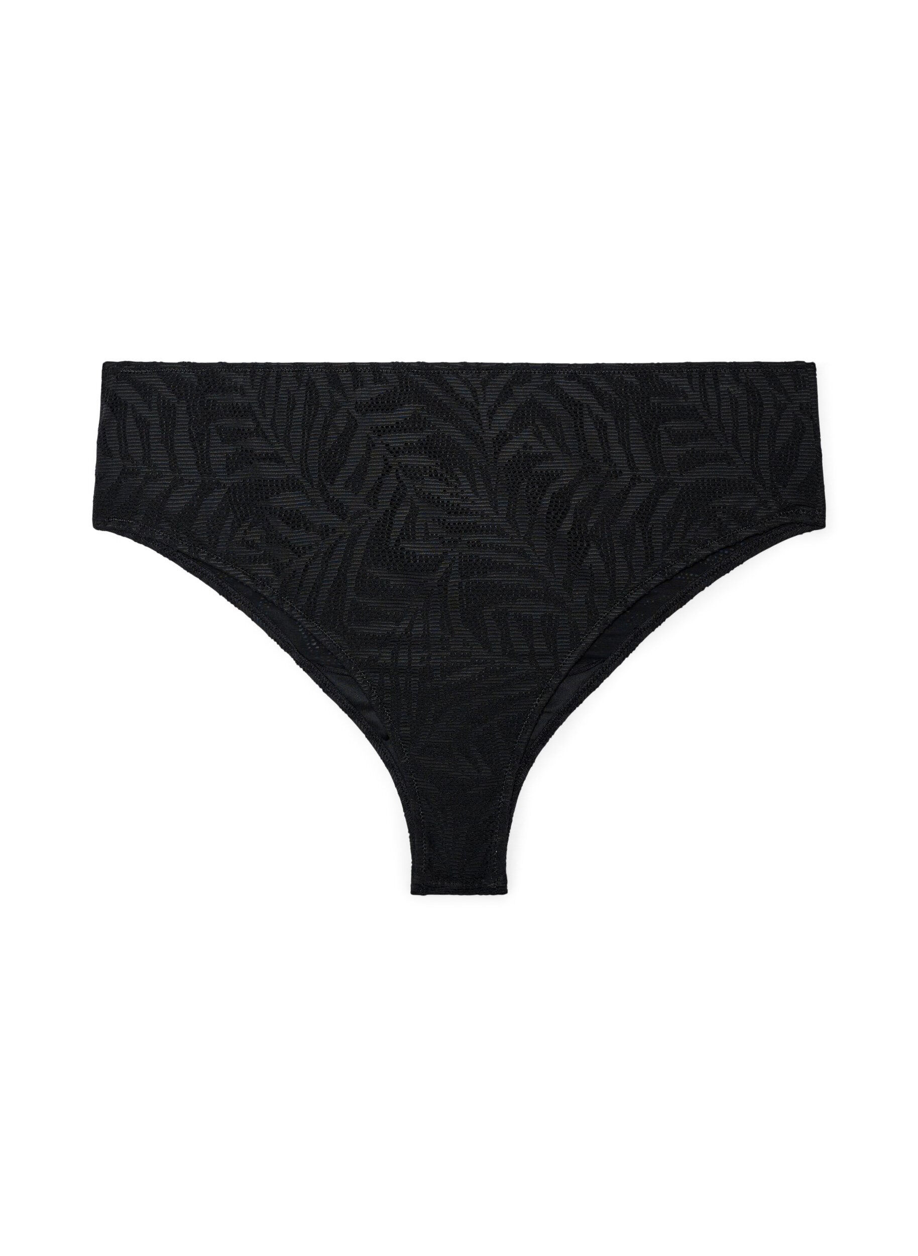 ZizzifashionBrazilian bikini briefs in structured mesh, Black, Packshot image number 1