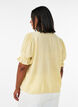Short-sleeved blouse in a viscose blend with texture and ruffle sleeves, Yellow, Model image number 2