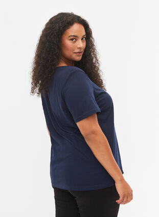 Short sleeve t-shirt with print, Navy Blazer BG, Model image number 1