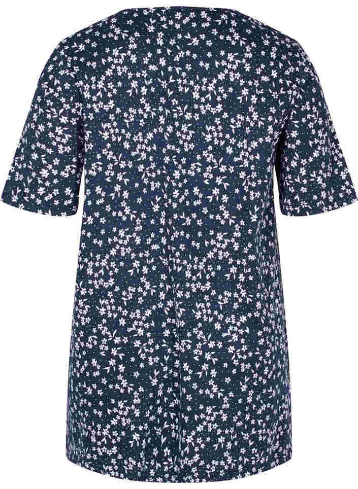 Floral A-line cotton tunic, NS w. White Flower, Packshot image number 1