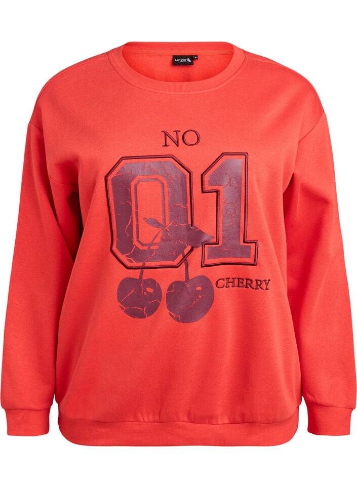 Sweatshirt with front motif, Red, Packshot image number 0