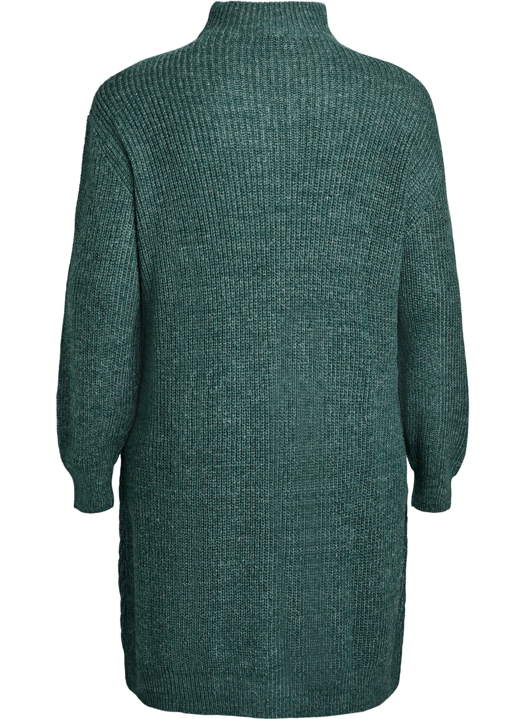 Zizzifashion FLASH - Short knit dress with high neck, Green, Packshot image number 1