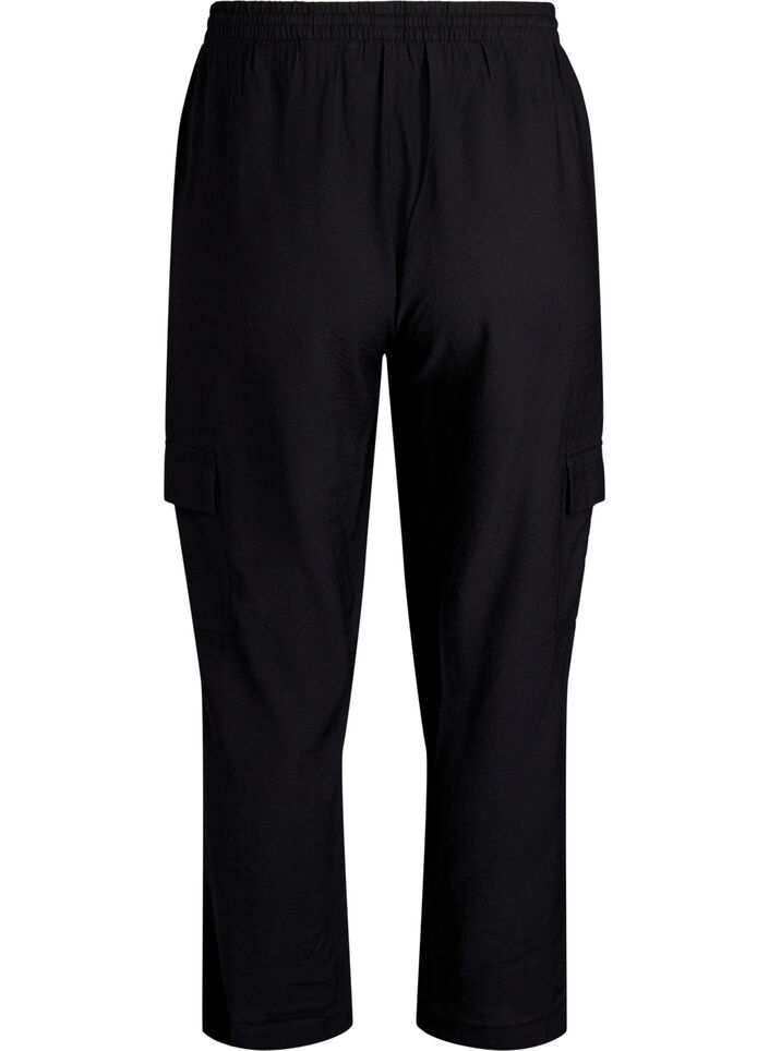 High-waisted cargo trousers, Black, Packshot image number 1