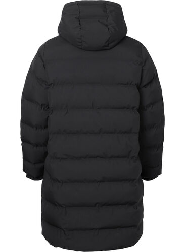 Puffer coat with hood and pockets, Black, Packshot image number 1