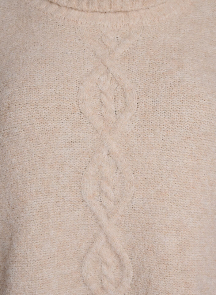 Jumper with turtleneck and cable knit, Vanilla, Packshot image number 2