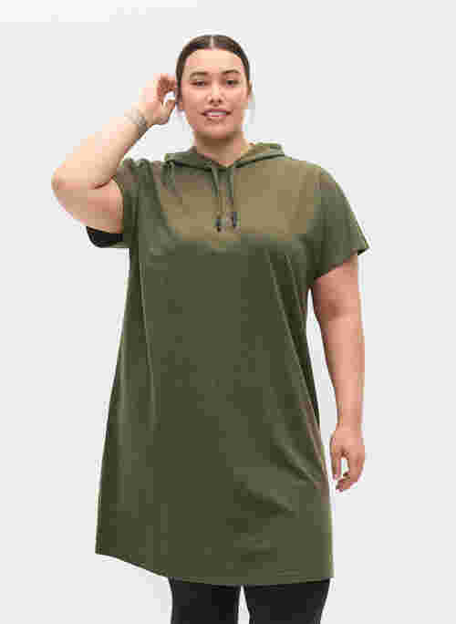 Hooded short-sleeved sweat dress