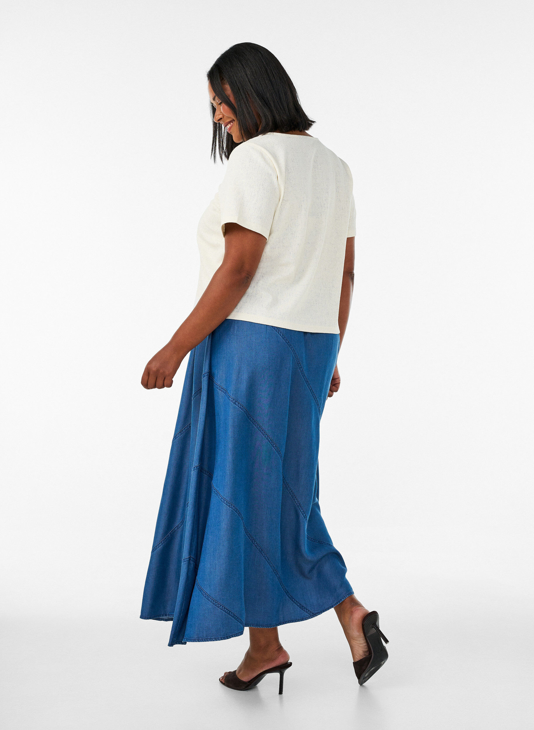 ZizzifashionDenim-look maxi skirt in TENCEL&trade; Lyocell, Blue, Model image number 1
