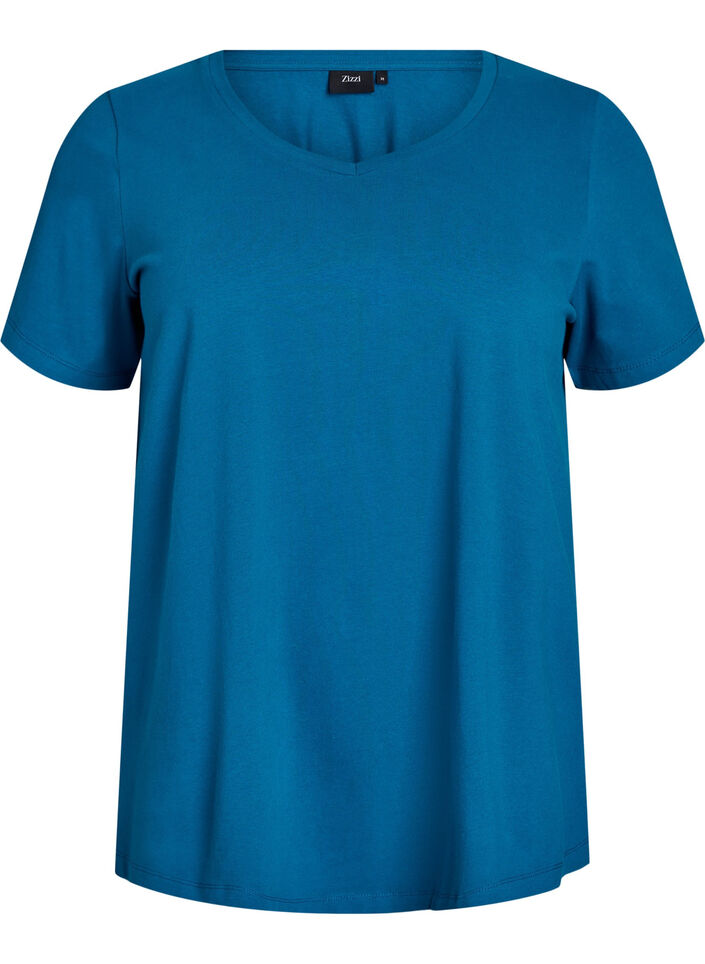 Basic plain cotton t-shirt, Petrol, Packshot image number 0