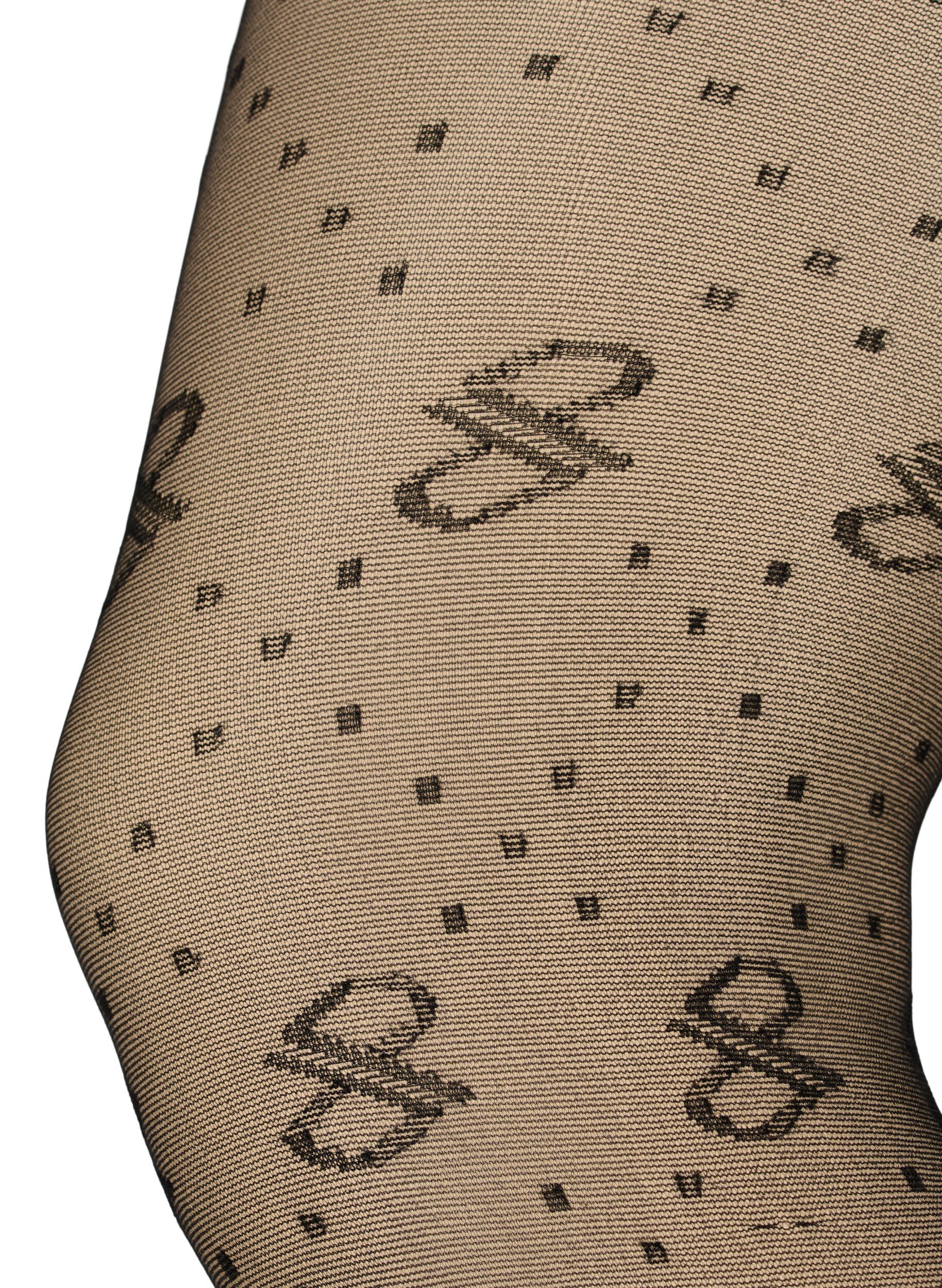 Zizzifashion Patterned tights in 25 denier, Black, Packshot image number 1