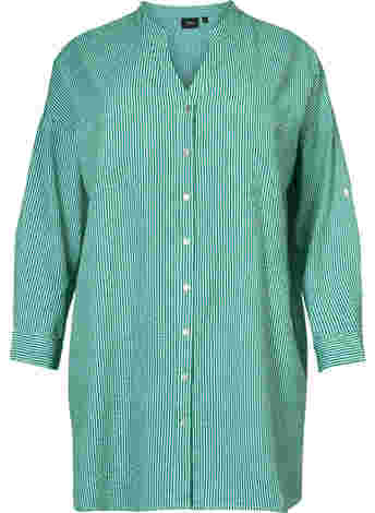 Striped cotton shirt with 3/4 sleeves