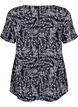 FLASH - Blouse with short sleeves and print, Off White Blue Leaf, Packshot image number 1
