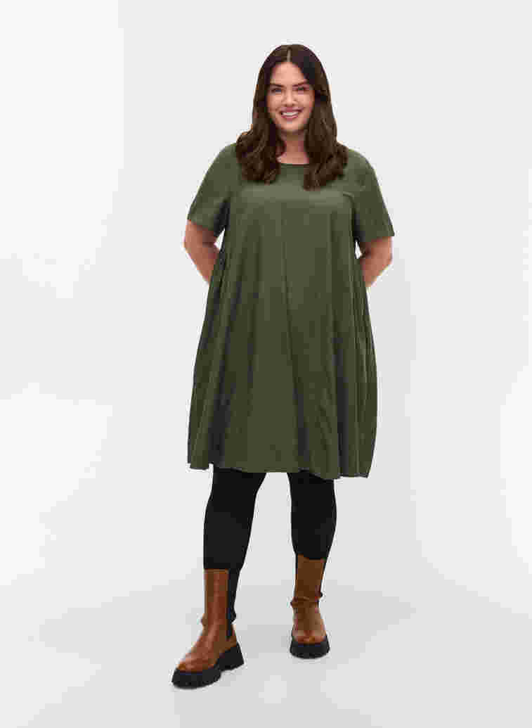 Short-sleeved A-line tunic, Thyme, Model image number 2