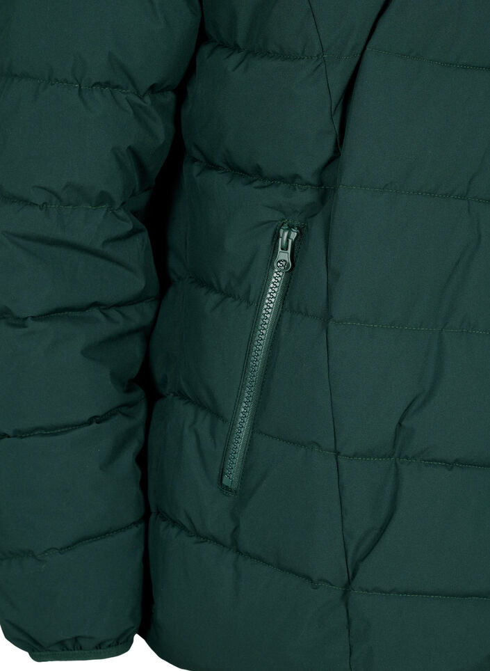 Short puffer jacket with hood, Green, Packshot image number 3