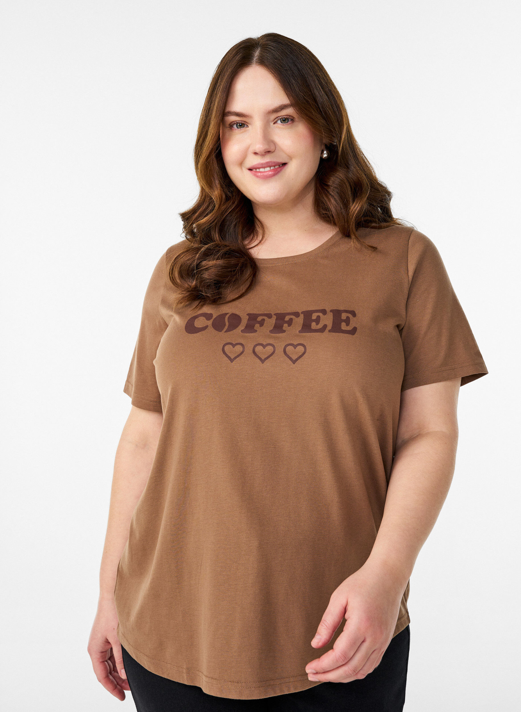 Zizzifashion FLASH - T-shirt with print, Brown, Model image number 0