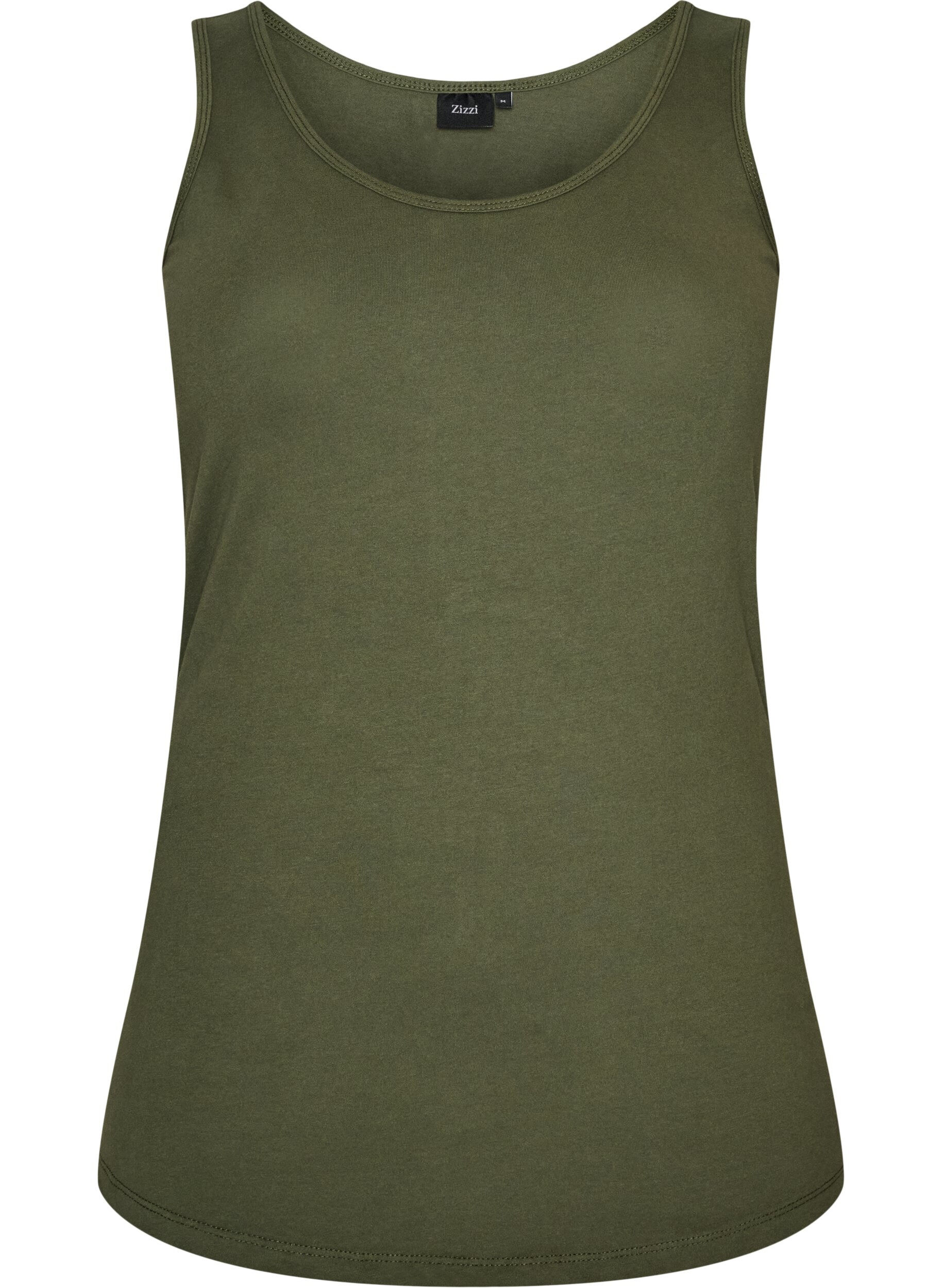 ZizzifashionSolid color basic top in cotton, Green, Packshot image number 0