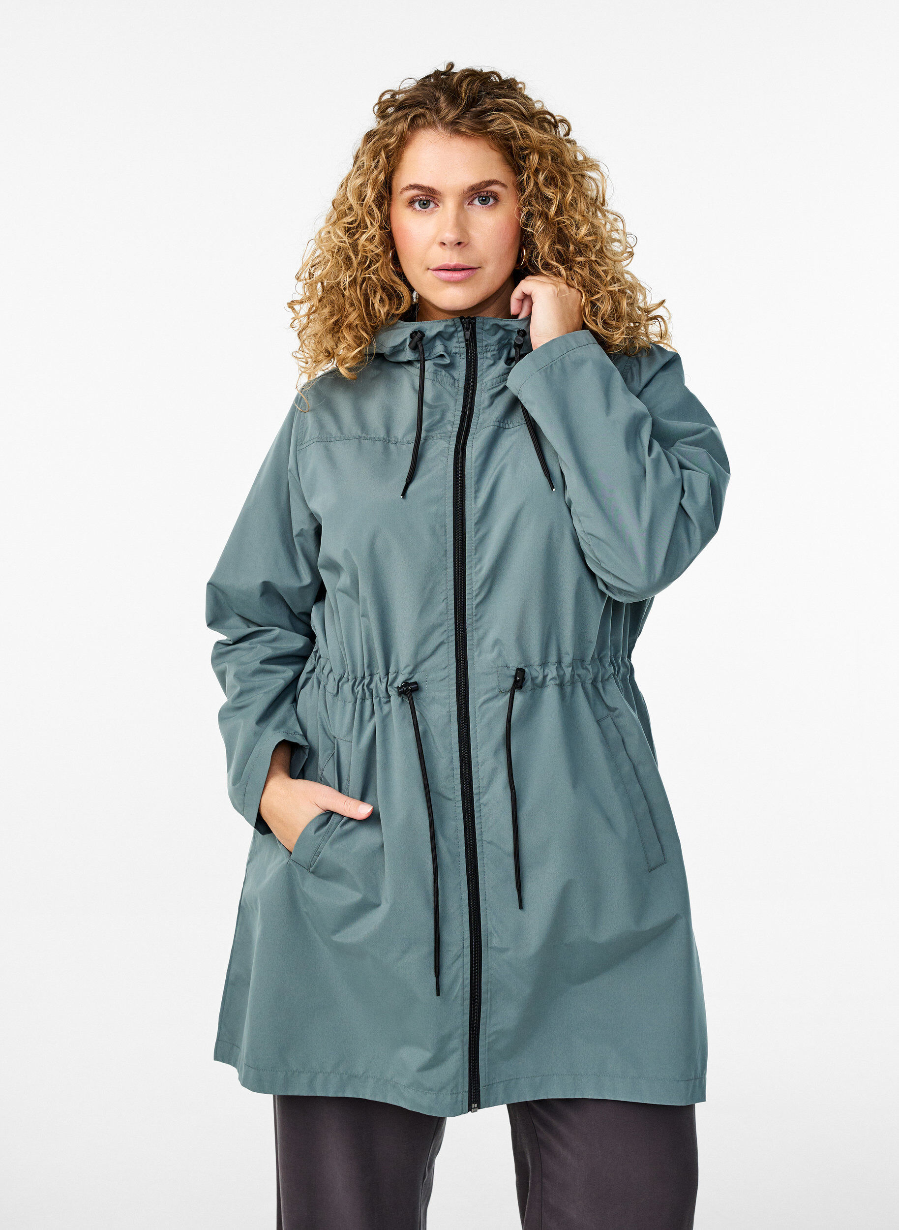 ZizzifashionLightweight parka with a hood, Green, Model image number 0