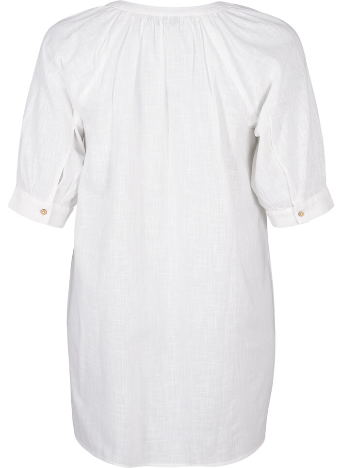 Cotton tunic with a V-neck, White, Packshot image number 1