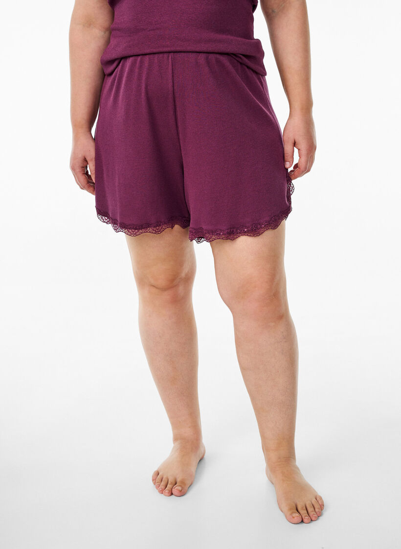 Top with lace trim, Dark Bordeaux, Model image number 3