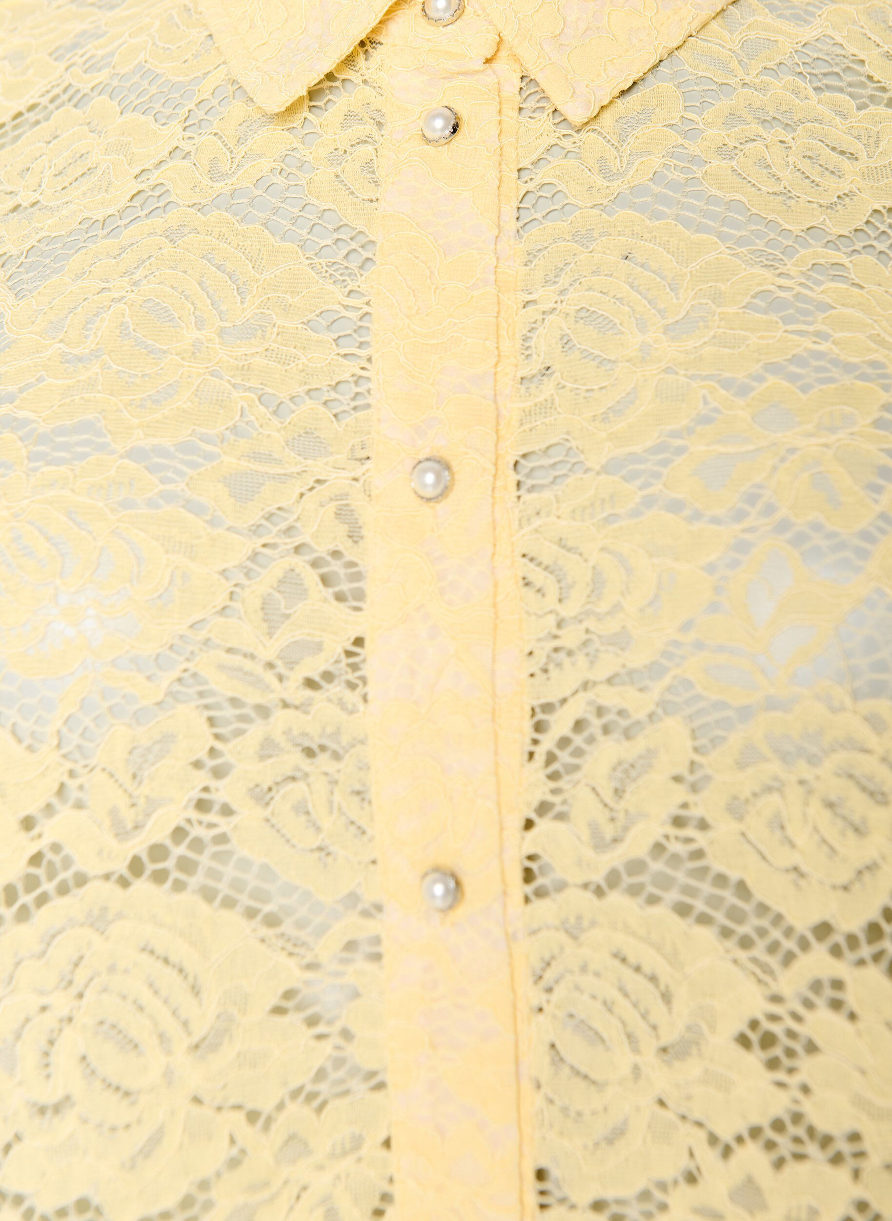 ZizzifashionLace shirt blouse with pearl buttons, Yellow, Packshot image number 2