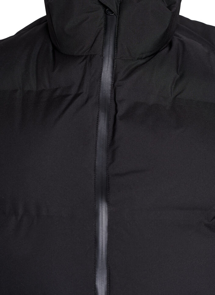 Short puff vest with high collar, Black, Packshot image number 2