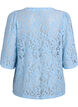 Short-sleeved lace blouse with V-neck, Blue, Packshot image number 1