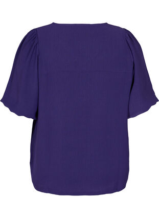 Short-sleeved blouse with a V-neck, Parachute Purple, Packshot image number 1