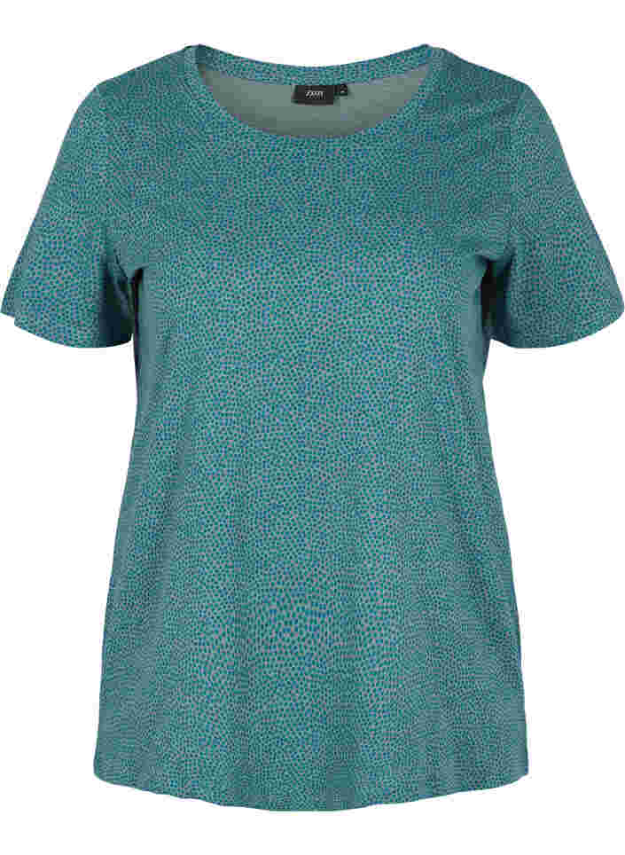 Printed cotton t-shirt, Balsam Green DOT, Packshot image number 0