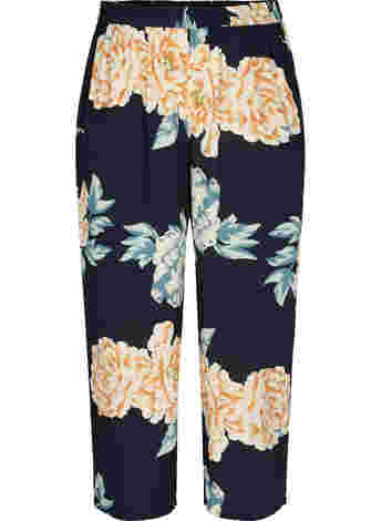 Loose-fitting viscose trousers in floral print