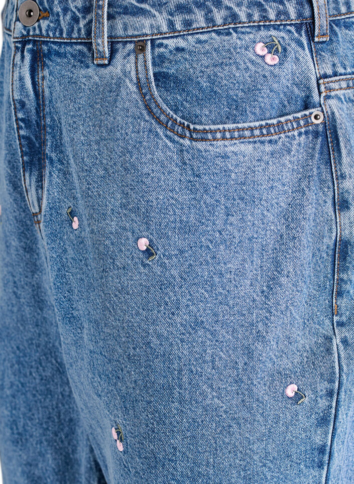 High-waisted Gemma jeans with embroidered details, Blue, Packshot image number 2