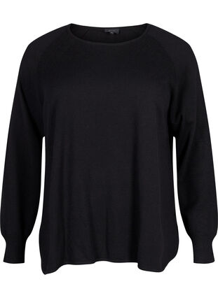 Knitted blouse with Raglan sleeves, Black, Packshot image number 0