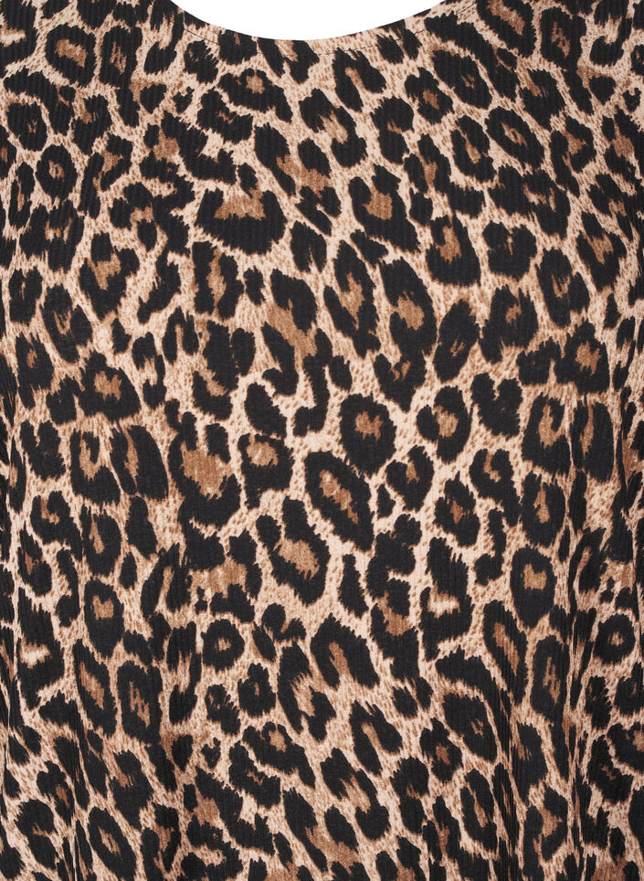 Blouse with long sleeves and leopard print, Brown, Packshot image number 2