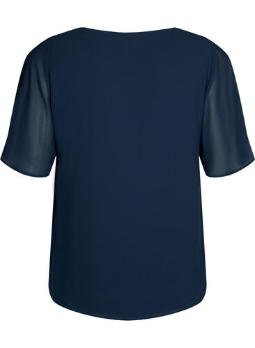 V-neck blouse with short sleeves, Total Eclipse, Packshot image number 1
