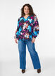 Viscose blouse with floral print and long sleeves, Black, Model image number 1