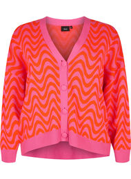 Knitted cardigan with pattern and buttons, Hot Pink Comb., Packshot